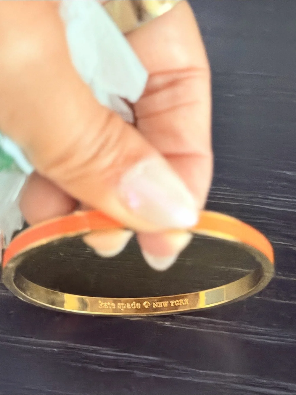 kate spade Gold-Tone Orange Enamel Slim Bangle - Picture 2 of 7